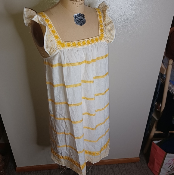 🆕️Tory Burch "Embroidered Ruffle Sleeveless dress" Linen mini - Picture 10 of 14